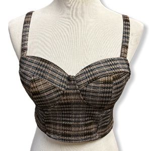 Haute Monde Checkered Camisole Top - Black and Brown